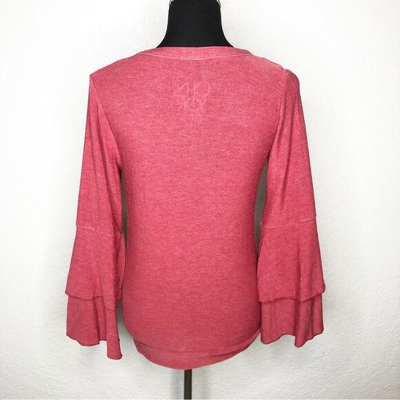 Chaser red ruffle sleeve knit top size 14 - Picture 13 of 13
